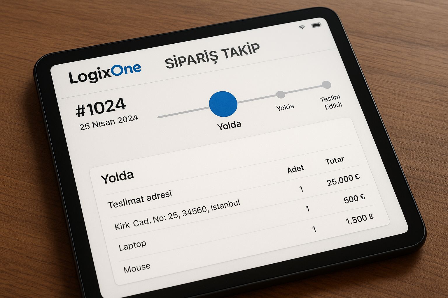 LogixXOne sipariş takip ekranı gösterimi